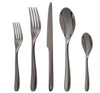 L'Ame De Flatware 5 Piece Setting - Black Stainless Steel