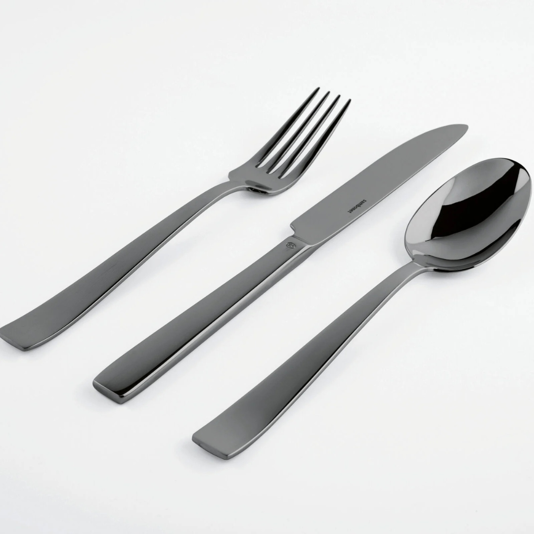 Flat PVD Flatware 5 Piece Setting - Black