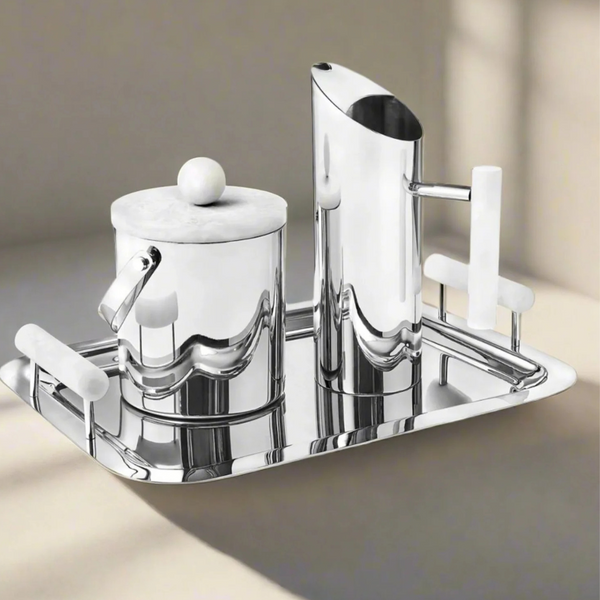 Azure Resin & Stainless Cocktail Shaker - White