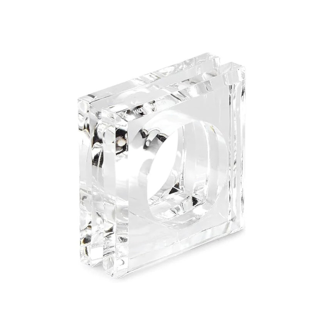 Block Crystal  Napkin Ring Set of 4