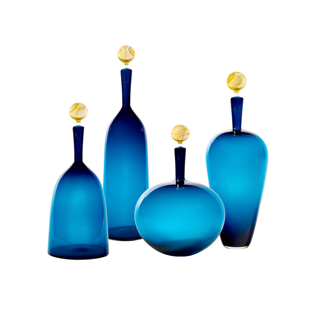 Carmella Decanters Steel Blue & Gold