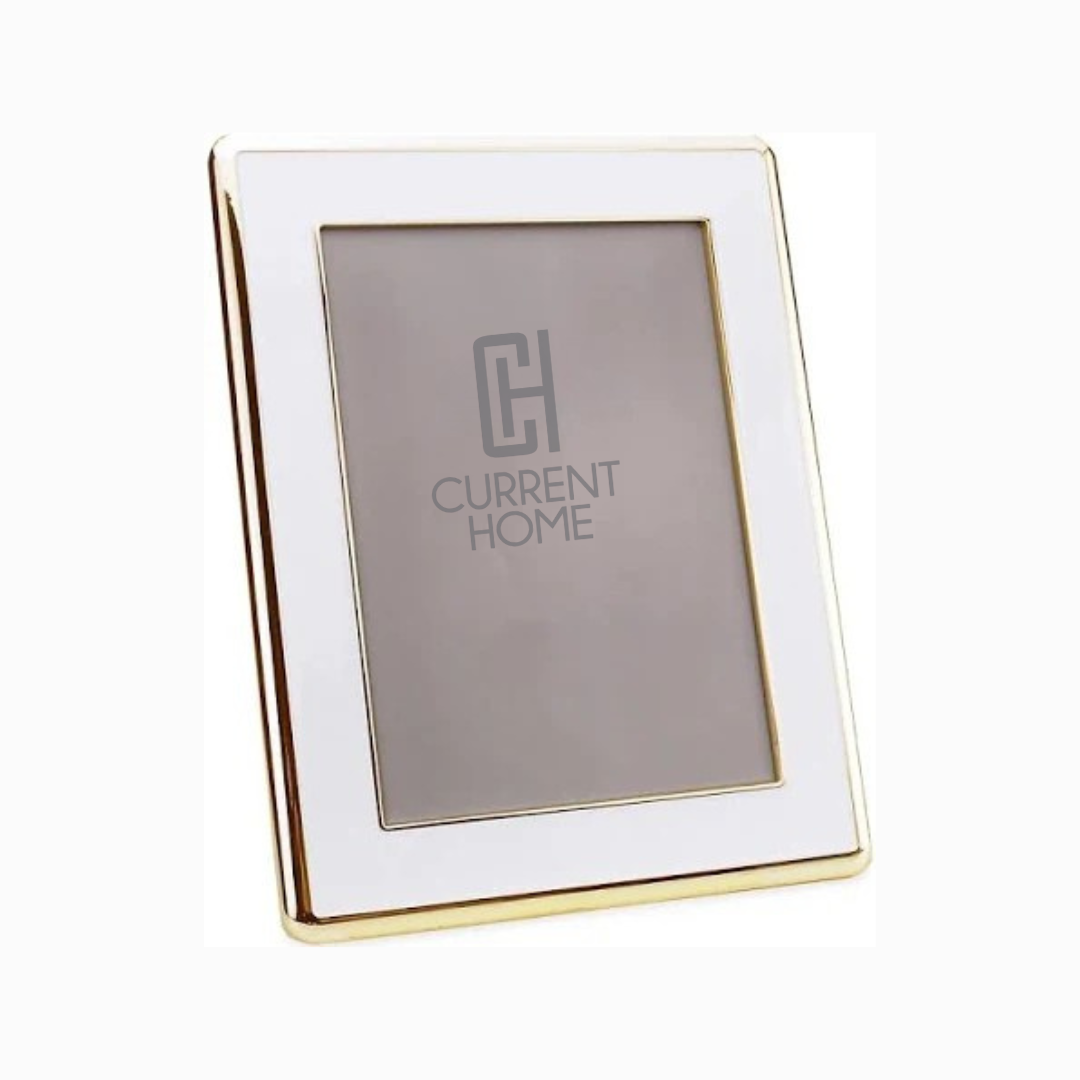 Enamel Frame Wide Gold & White