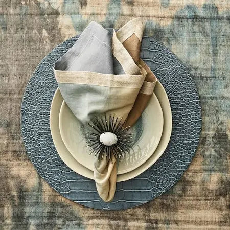 Flare Napkin Ring White & Slver Set of 4