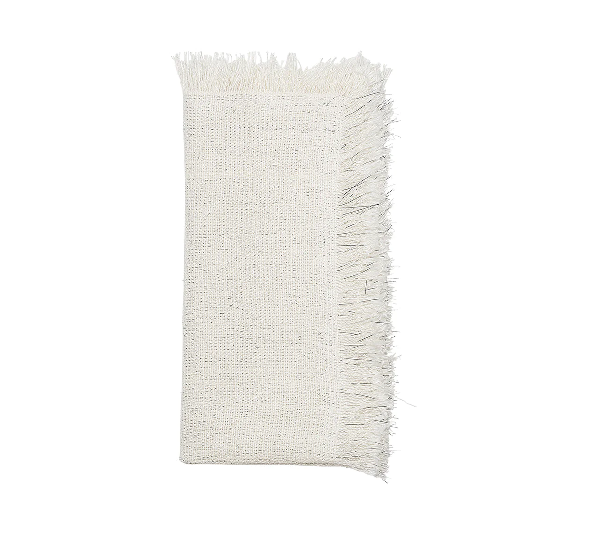 Fringe Napkin White & Silver Set of 4