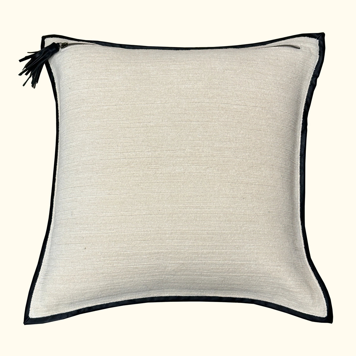 Leather Frame Pillow Ivory