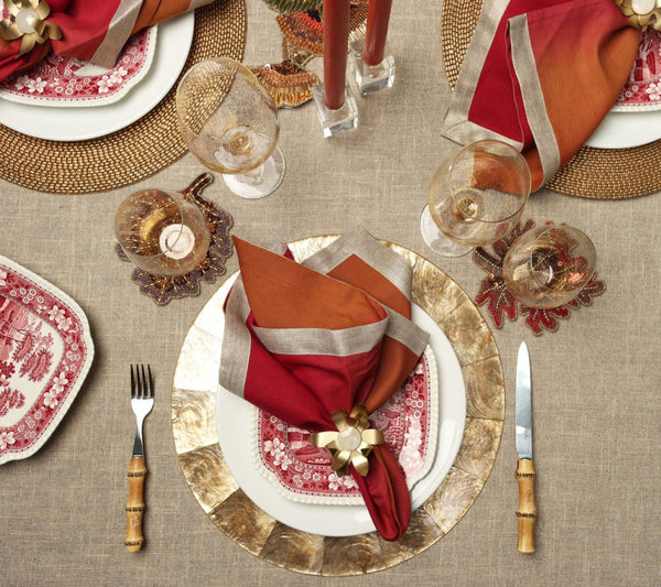 Fringe Tablecloth in Natural & Silver