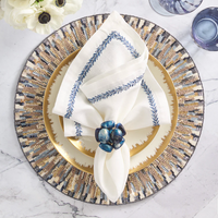 Bonton Napkin Ring Set of 4-Navy & Gold