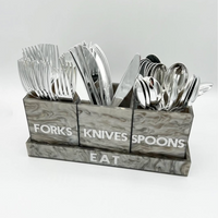 Let's Eat Silverware Caddy Grey Marble