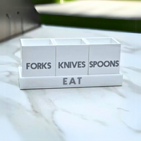 Let's Eat Silverware Caddy White with Dark Grey