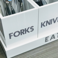 Let's Eat Silverware Caddy White with Dark Grey