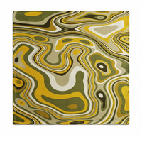 Linen Sateen Waves Napkin Set of 4 - Green and Yellow.