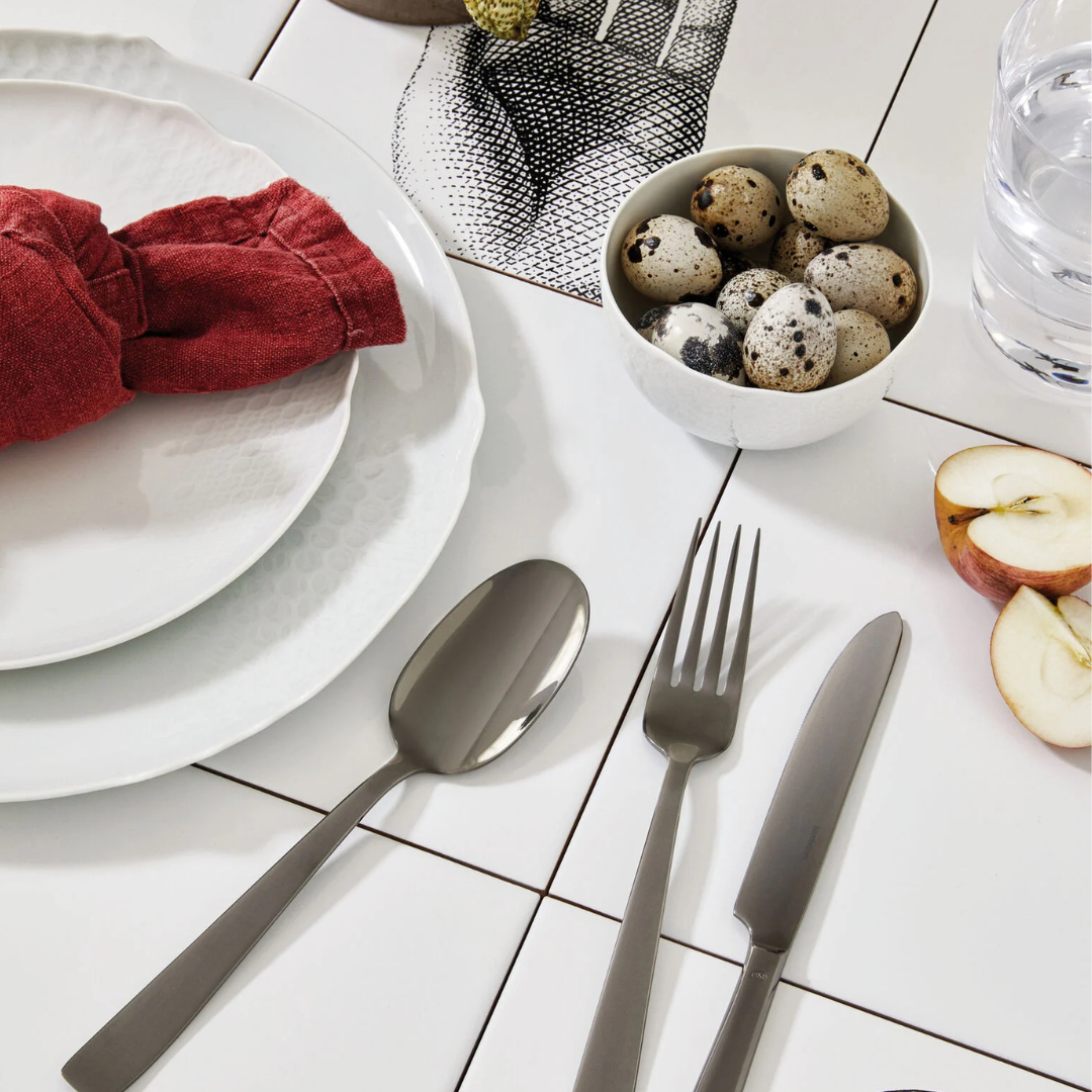 Flat PVD Flatware 5 Piece Setting - Black