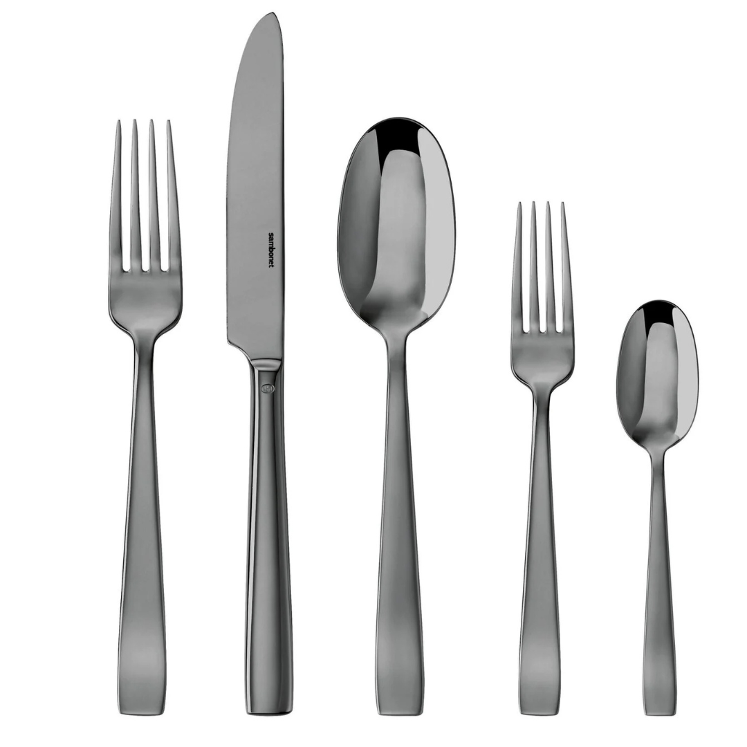 Flat PVD Flatware 5 Piece Setting - Black