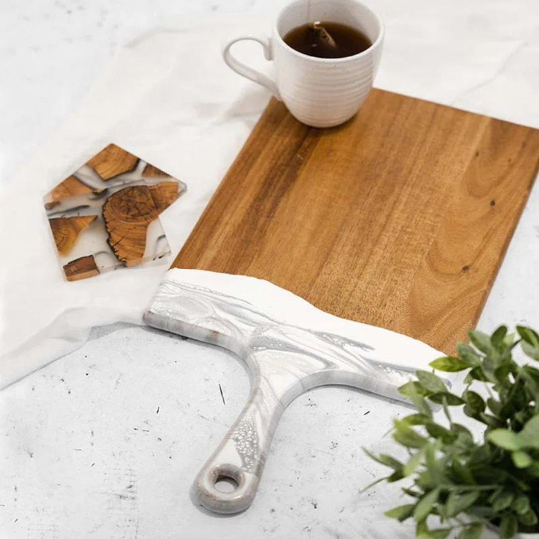 Painted Cheeseboard White Marble - Large.