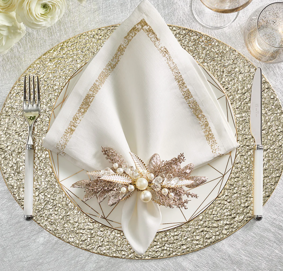 Impression White & Gold Napkin Set of 4