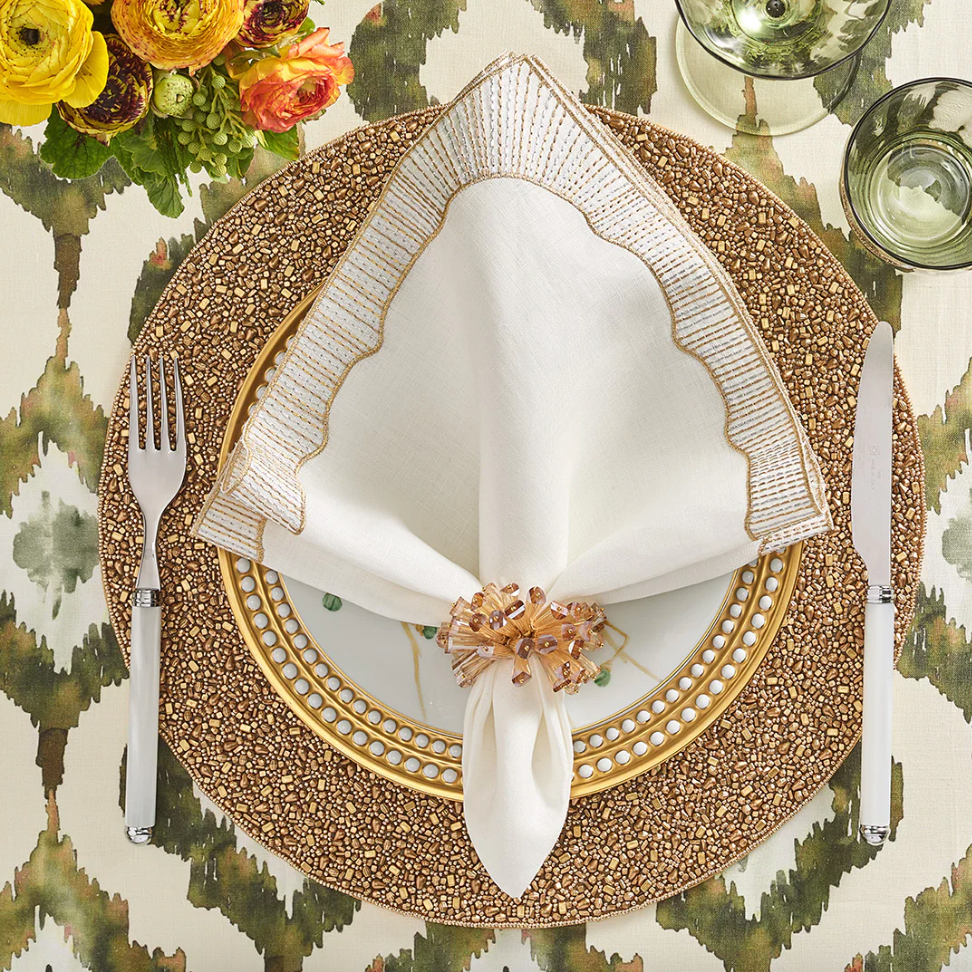 Frame White, Gold & Silver Napkin Set of 4