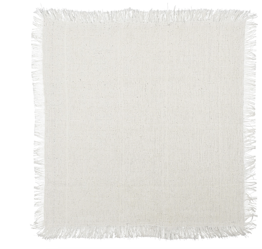 Fringe Napkin White & Silver Set of 4
