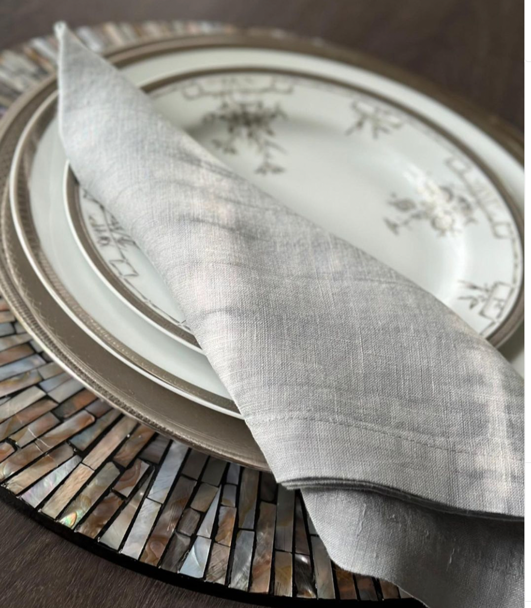 Hand Dyed Linen Napkin Set of 4 - Pebble