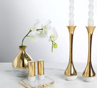 Dual Salt & Pepper Shakers Marble & Gold Set of 2