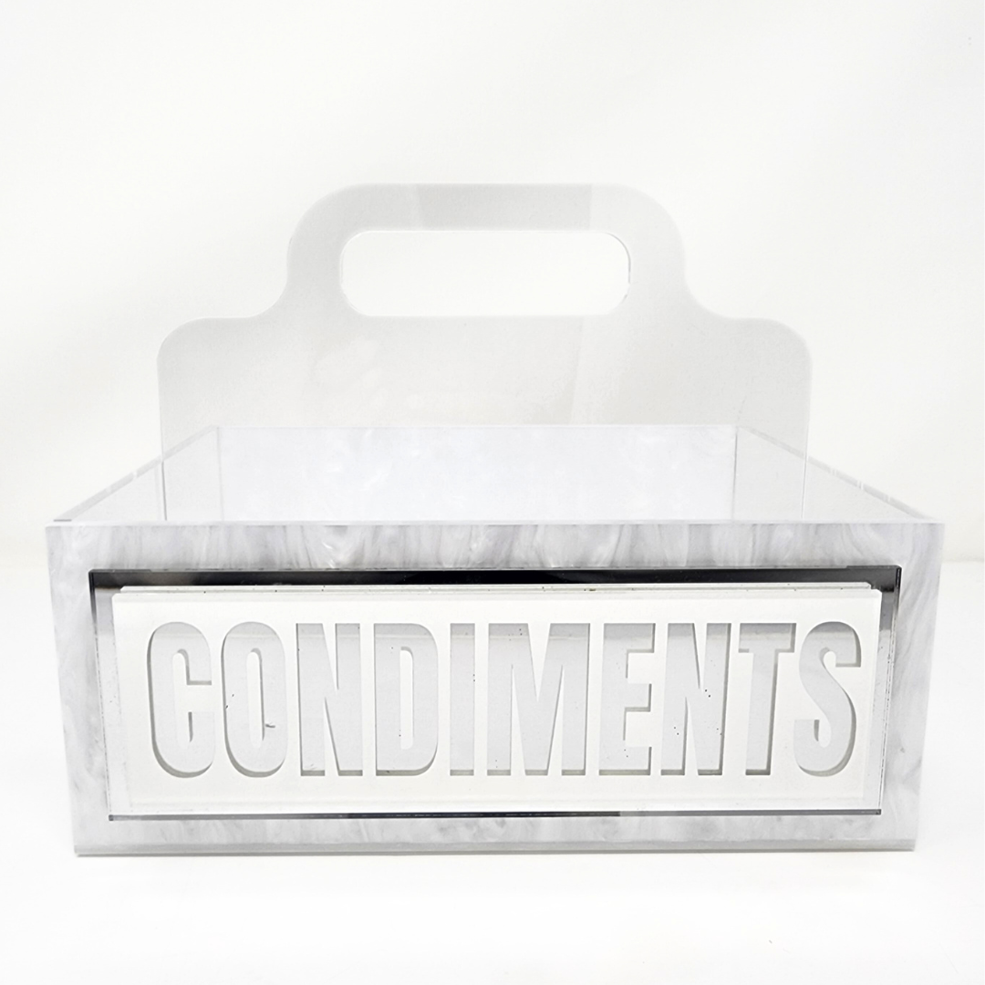 Porter Acrylic Condiments Caddy - White & Silver.