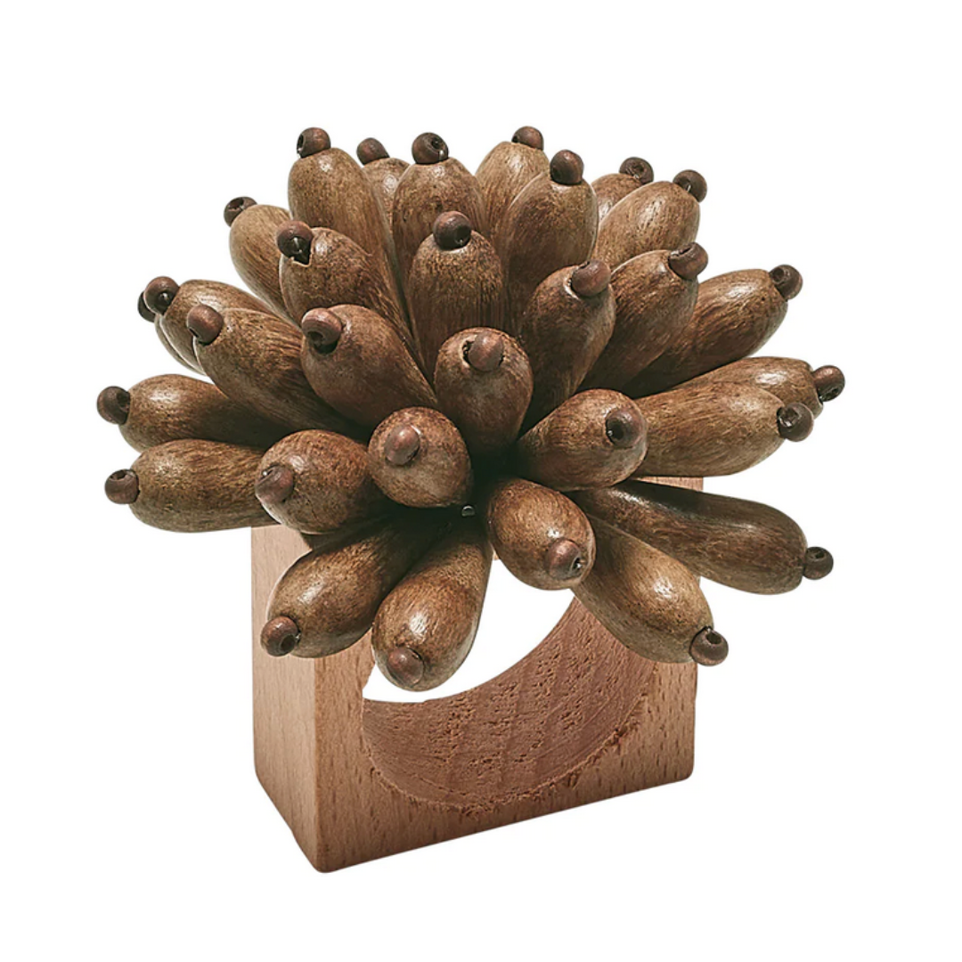 Florette Napkin Ring Set of 4 - Brown.