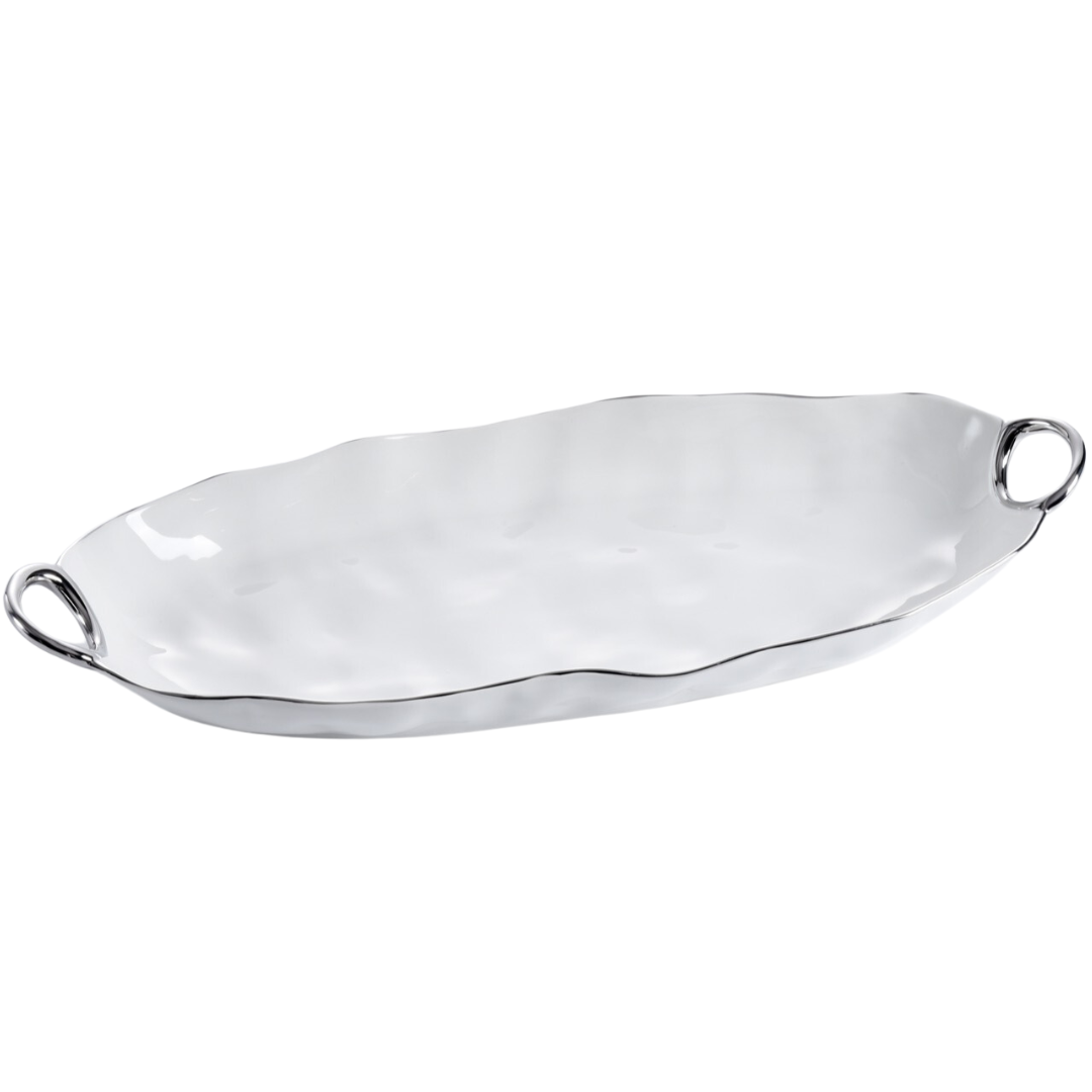 Handle Deep Serving Platter Silver
