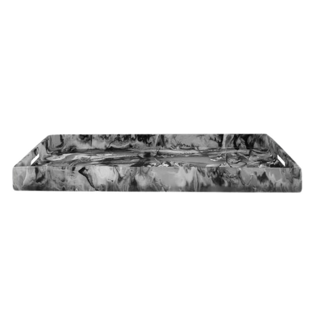Swirl Resin Classic Handled Rectangle Tray