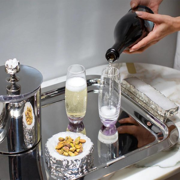 Hospitality Ice Bucket, Silver & Crystal.