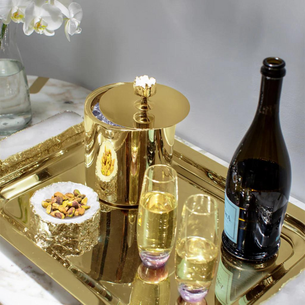 Hospitality Ice Bucket, Gold & Crystal.