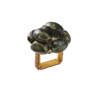 Bonton Napkin Ring Set of 4 - Grey & Gold