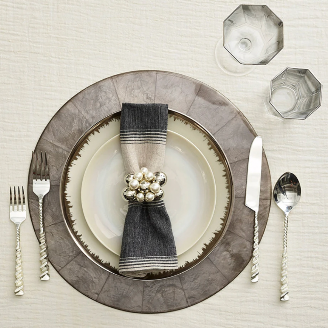 Capiz Shell Placemat Grey Set of 4