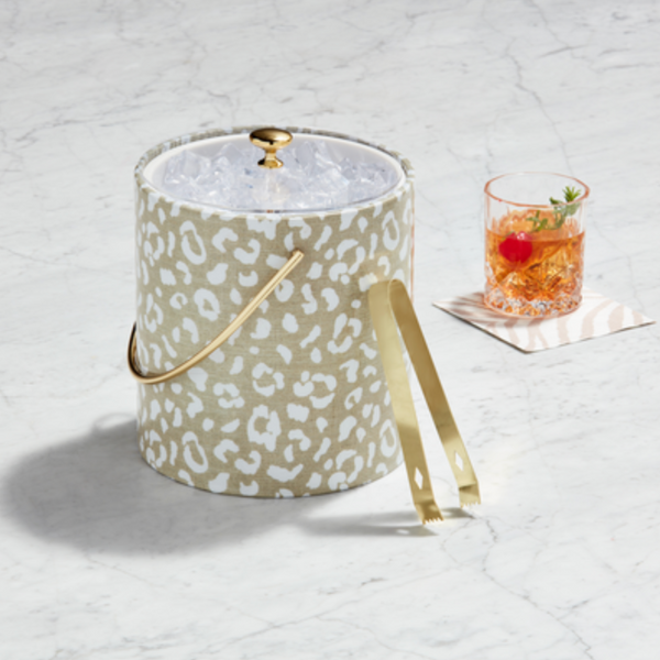 Leopard Ice Bucket with Tongs.