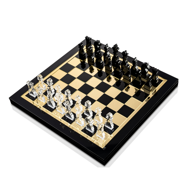 Luxe Chess and Checkers Set - Gold and Black.