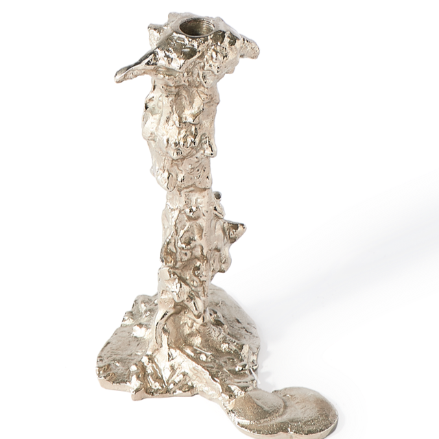 Drip Silver Candle Holder
