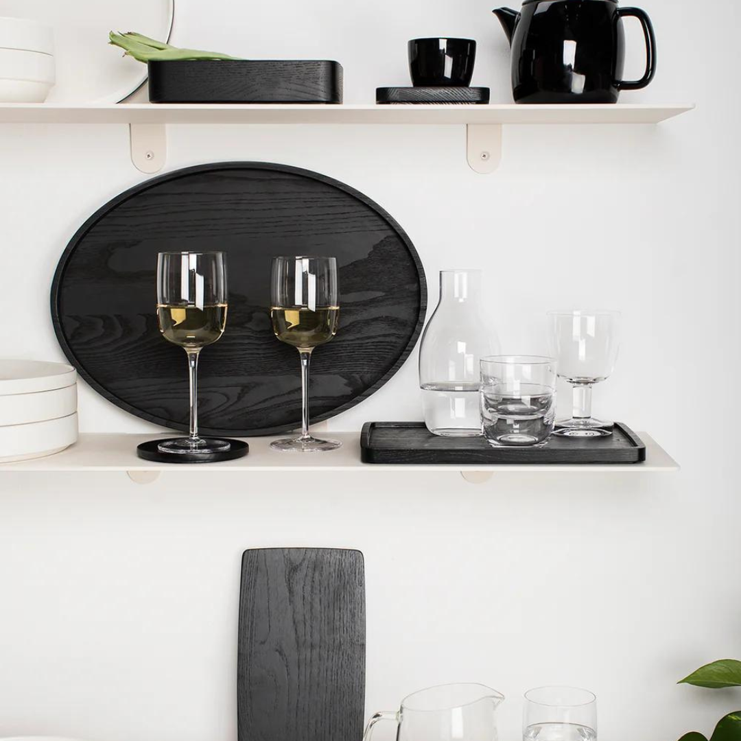 Passe Oval Black Wood Tray