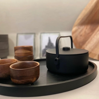 Passe Oval Black Wood Tray