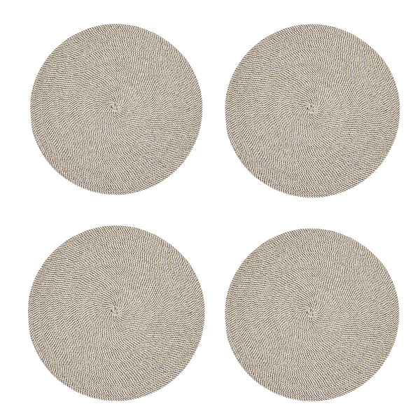 Rattan Round Weave Placemat Set of 4 - Black