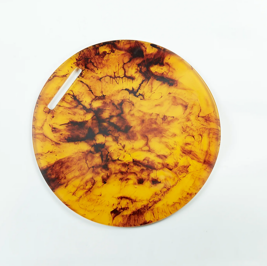 Swirl Colored Resin Round Chopping Board Tortoise