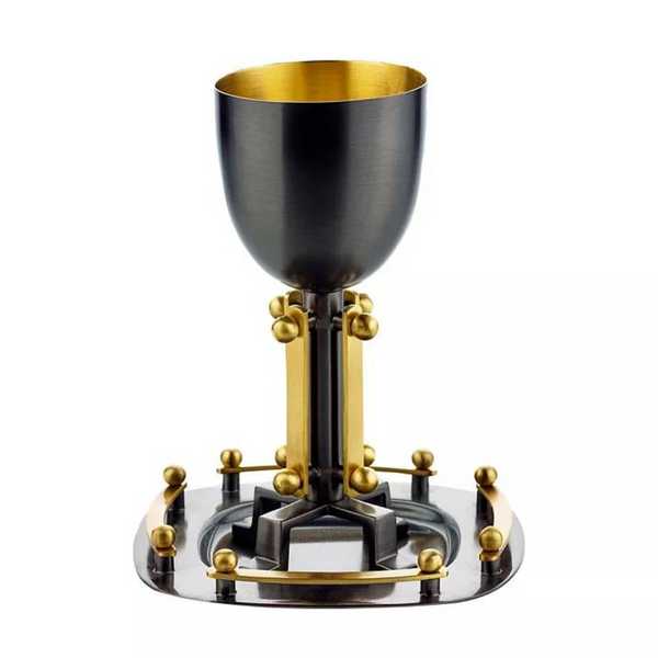 Suspension Kiddush Cup - Black with Gold.
