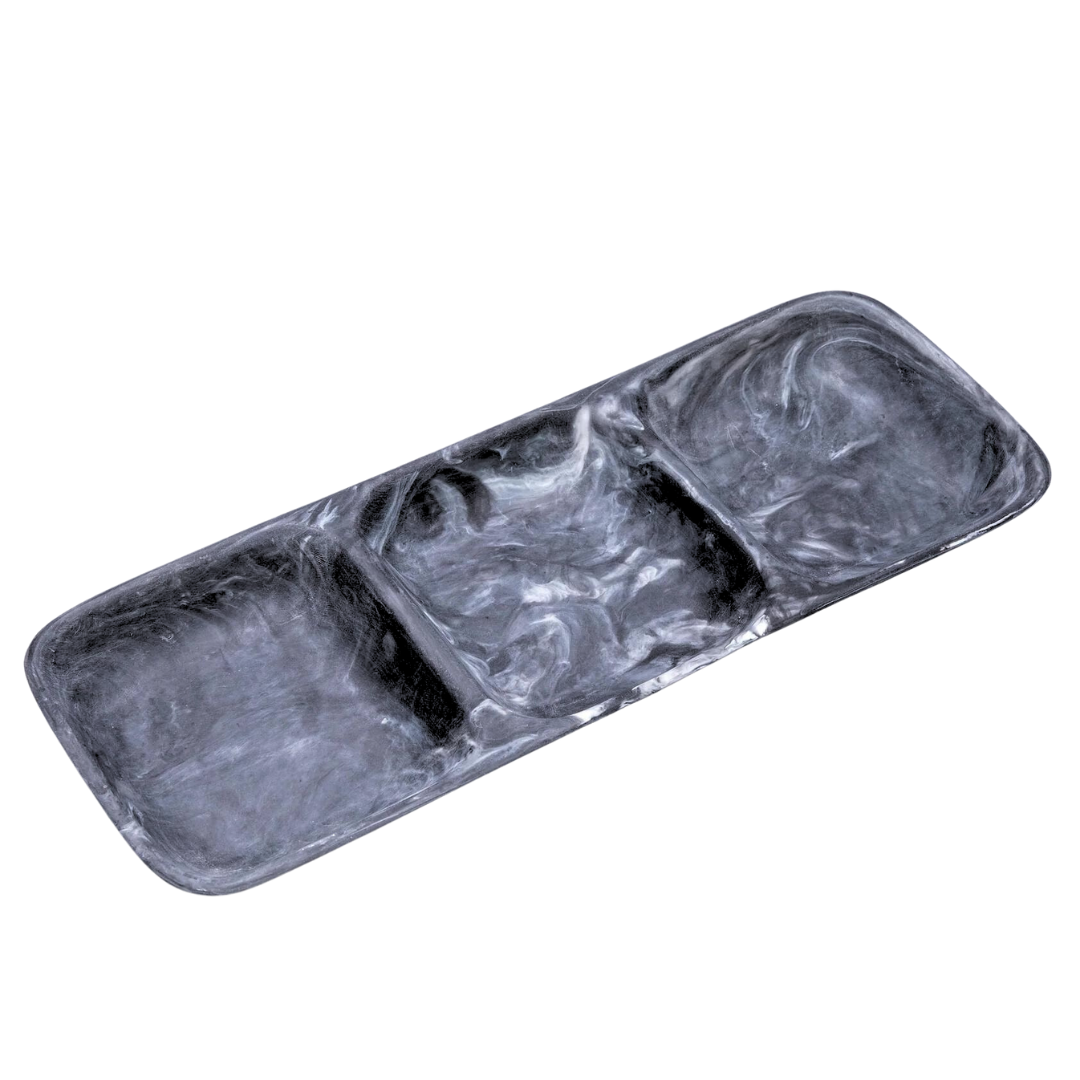 Swirl Classic Resin 3 Section Tray - medium, black.