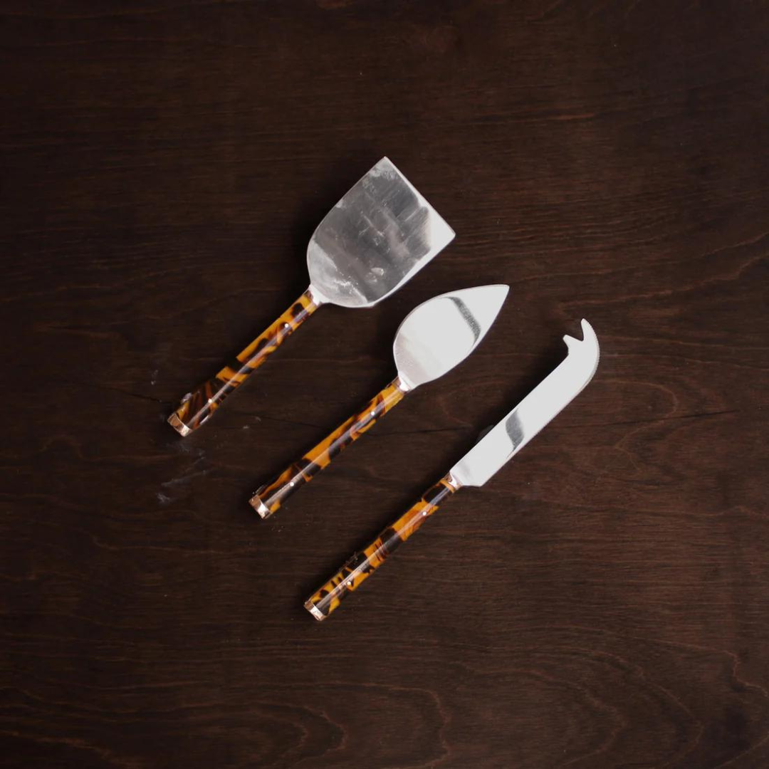 VIDA Tortoise and Gold Stainless Cheese Set of 3.