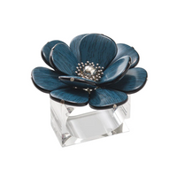 Begonia Napkin Rings Set of 4- Teal