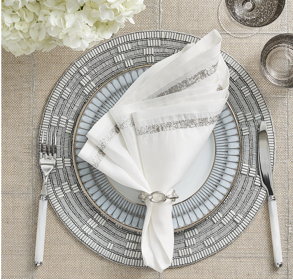 Chain Link Napkin Ring Silver Set of 4