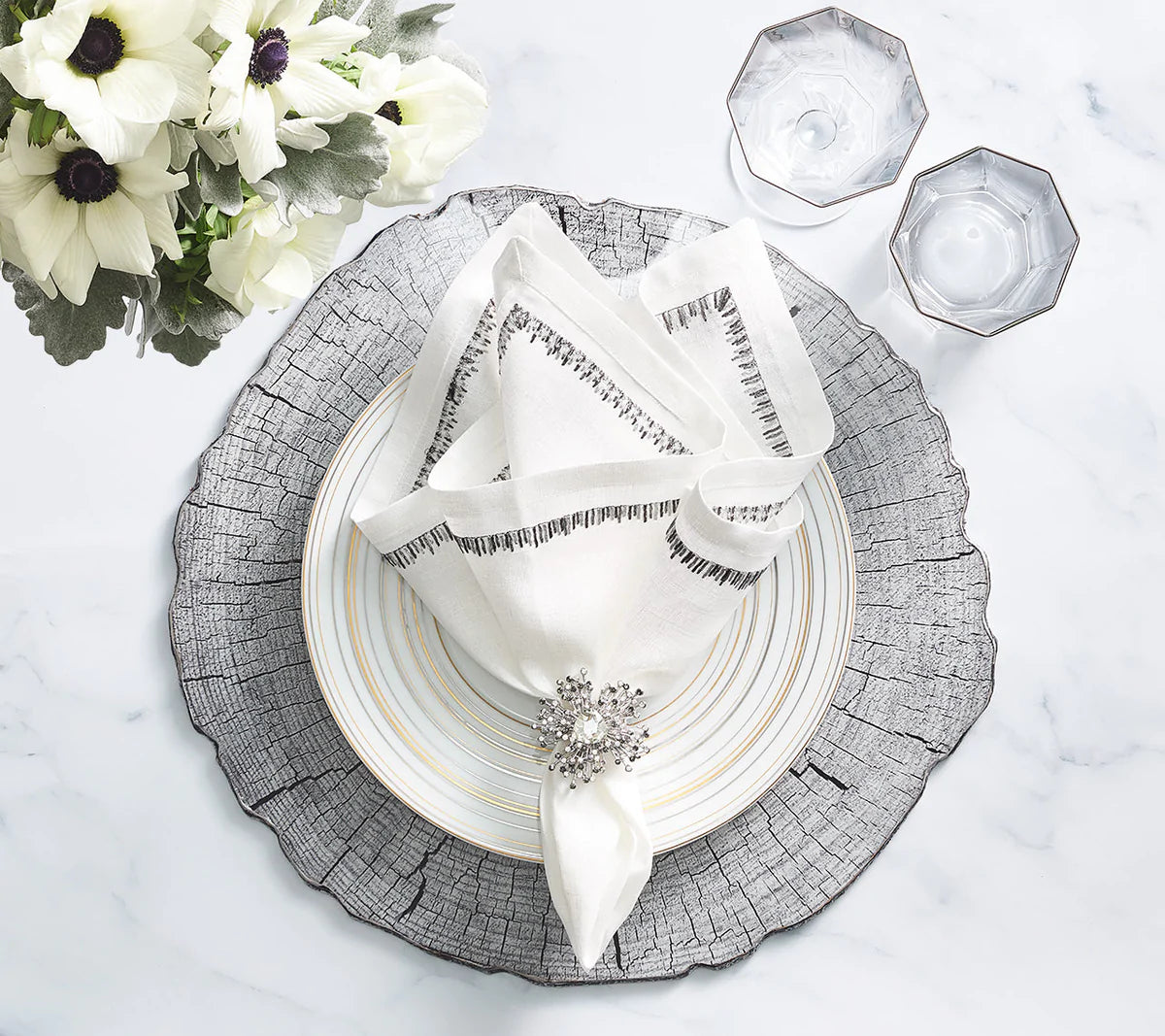 Filament Napkin White & Gunmetal Set of 4