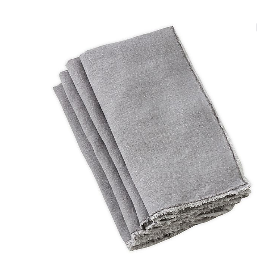 Fringe Stone Washed Napkin Grey Set of 4