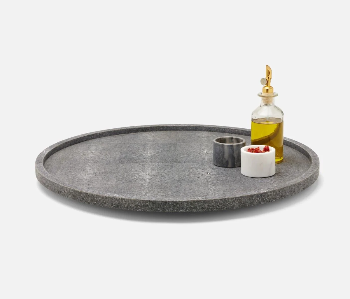 Calvin Faux Shagreen Lazy Susan Grey