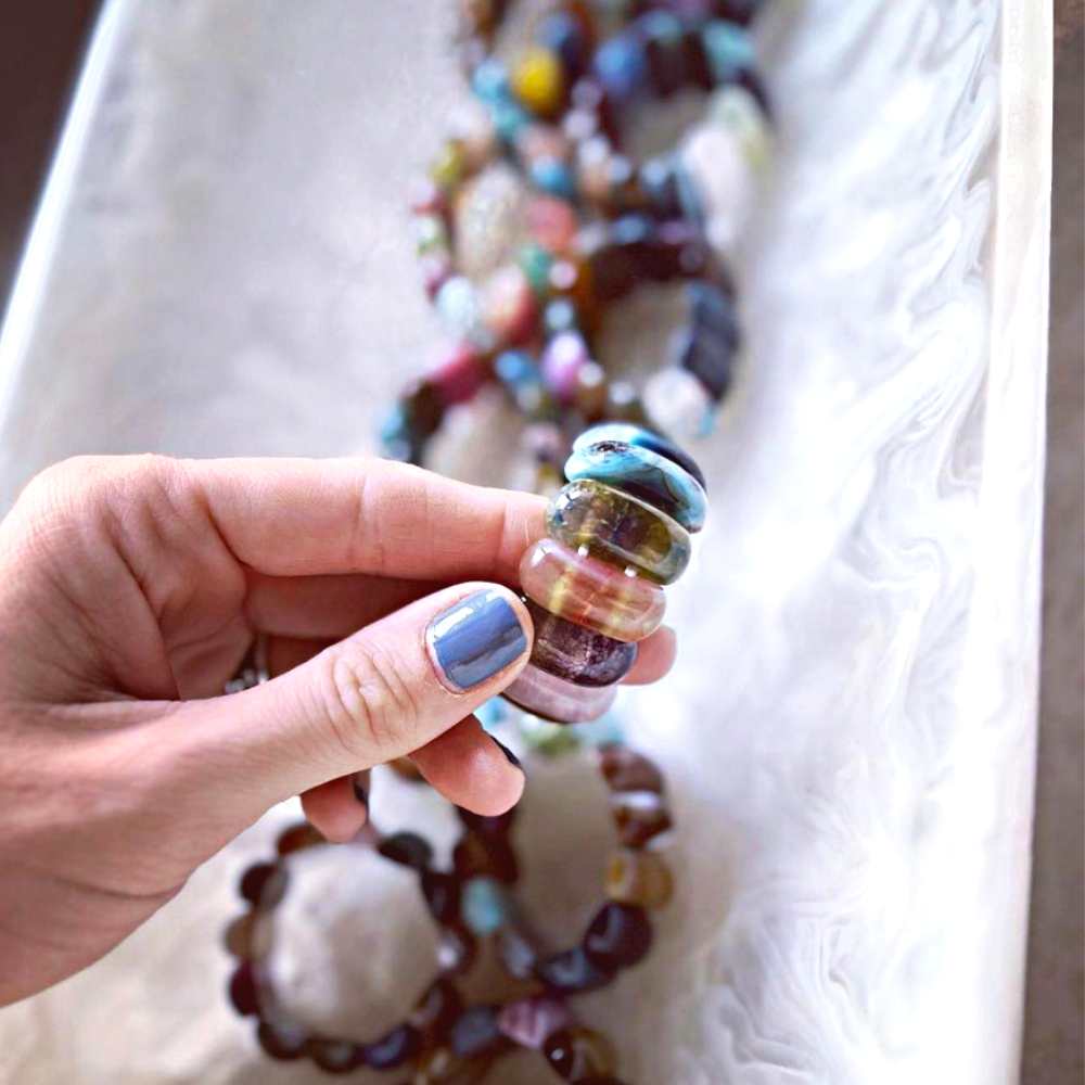 Gemstone Napkin Ring Multi Set of 4