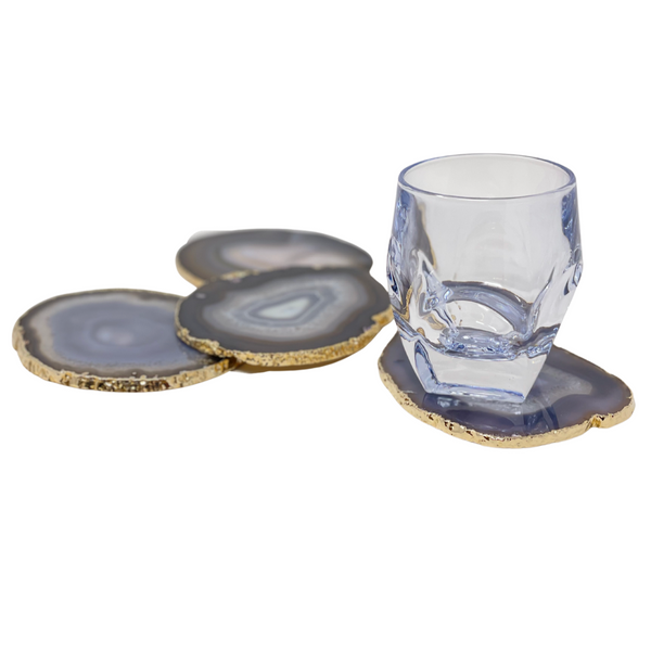 Agate Coaster Grey and Gold Set of 4