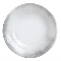 Aurora ash dinner plate is made of stoneware with an ash like pattern on the ridges.