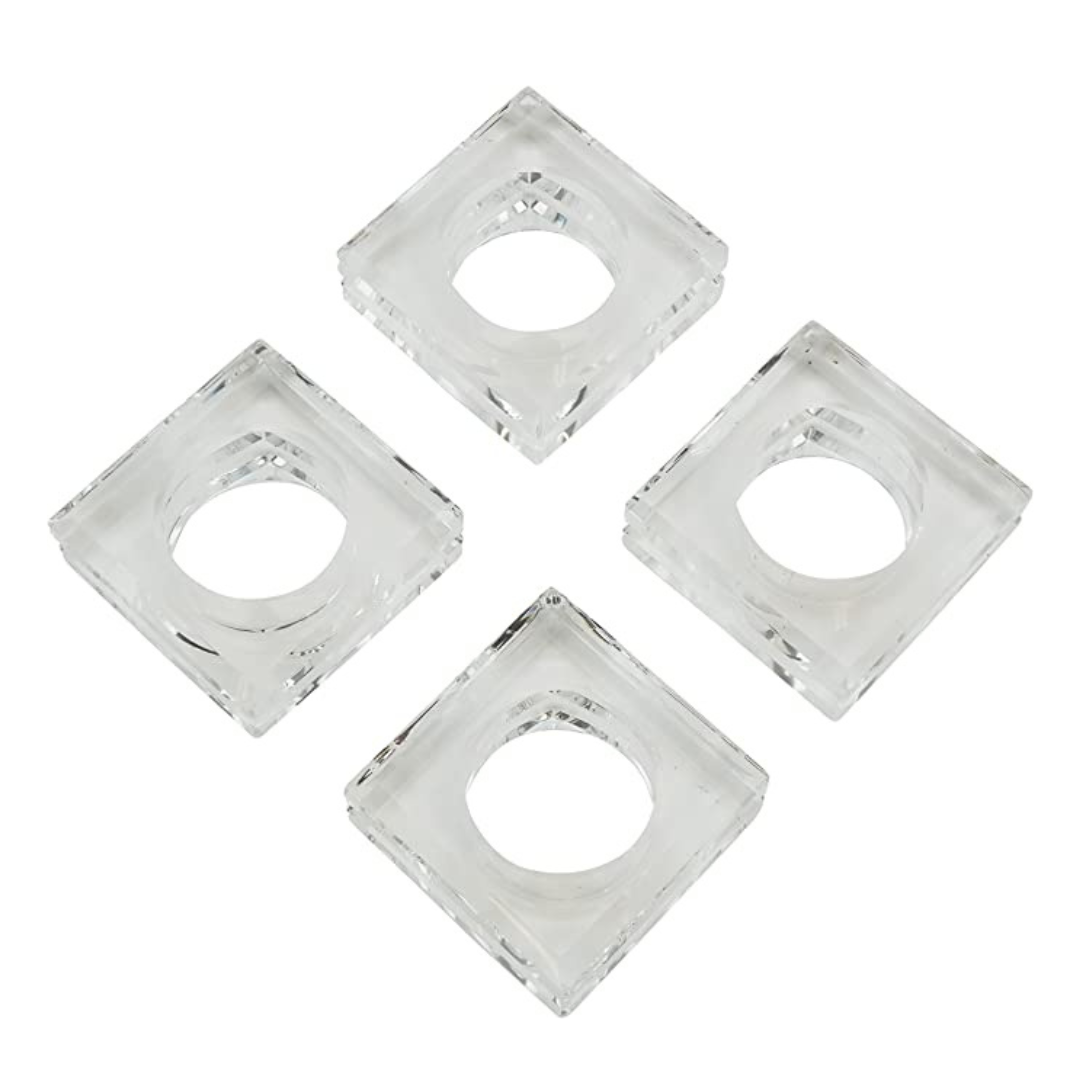 Crystal block acrylic napkin rings.